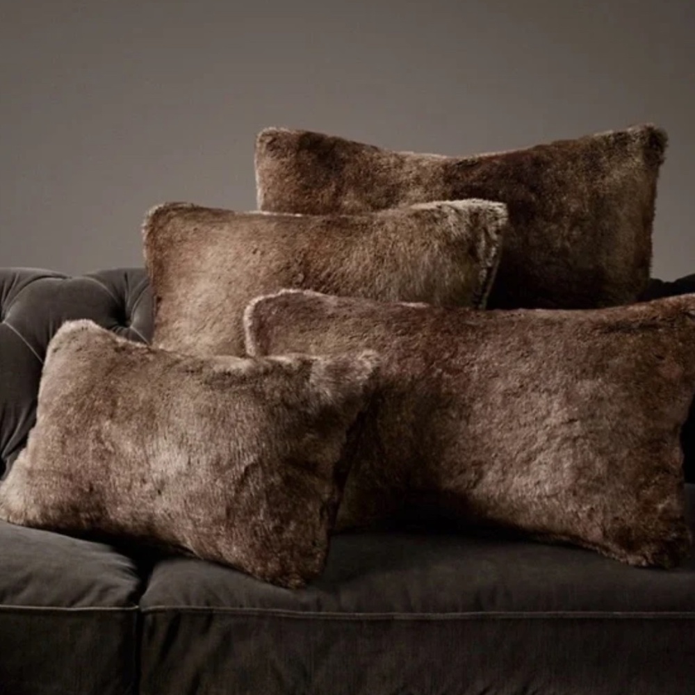 Set of two RH restoration Hardware ULTIMATE FAUX FUR PILLOW COLLECTION